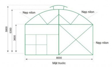 Mô hình nhà lưới-nhà kính mái hở 2 bên cố định